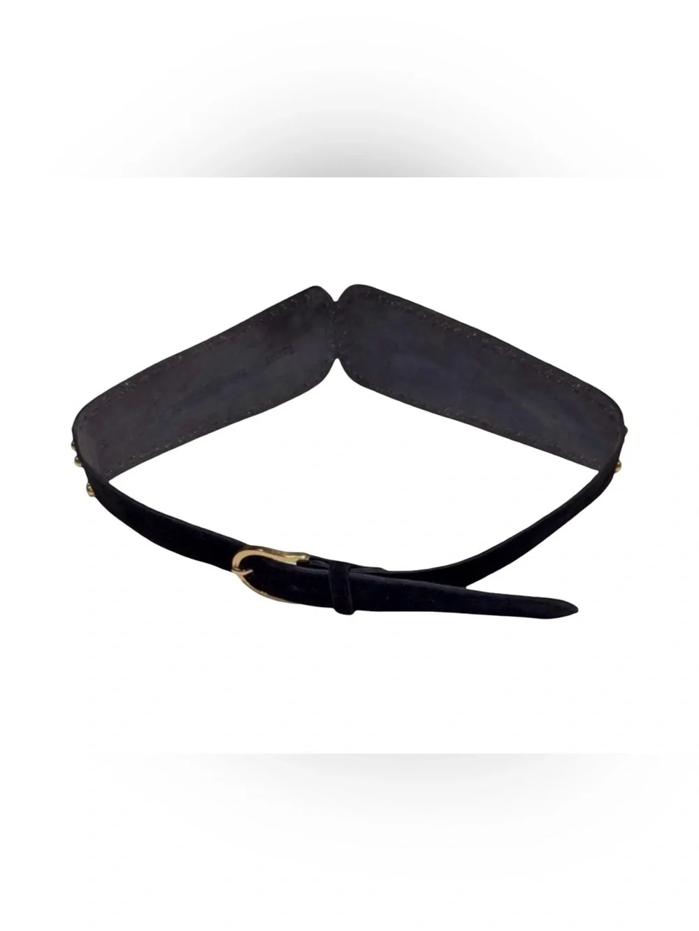 Gold-Studded Black Velvet Waist Belt